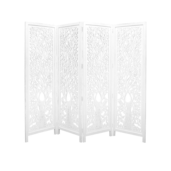 Life Dig 4 Panel Room Divider Screen Privacy Shoji Timber Wood Stand - White