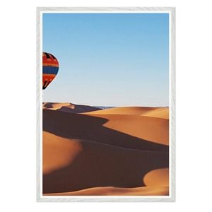 Galrie Stunning Hot Air Balloon Art Print Over Desert Landscape, White Frame, A2 42 x 60cm (16 x 24inch)