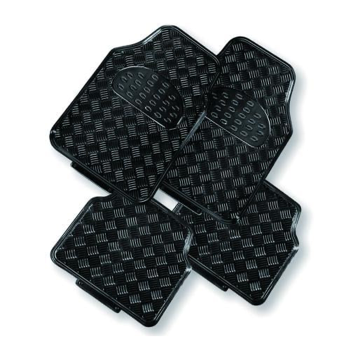 MyCar Venom 4-Piece Car Mat - Black Rubber/Aluminium Look