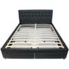 Julie PU Leather Double Bed Frame with Drawers - Black