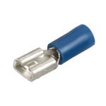 Narva 4mm / 6.3 x 0.8mm 1/4" Blue Double Crimped Flared Vinyl Insulated  Female Blade Terminal - 14 Pack