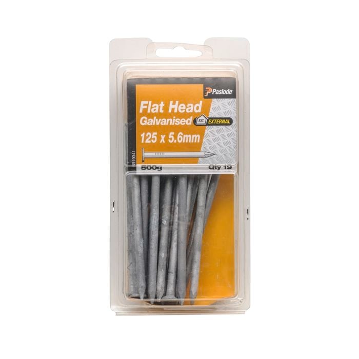 Paslode 125 x 5.6mm 500g Galvanised Flat Head Nails - 19 Pack