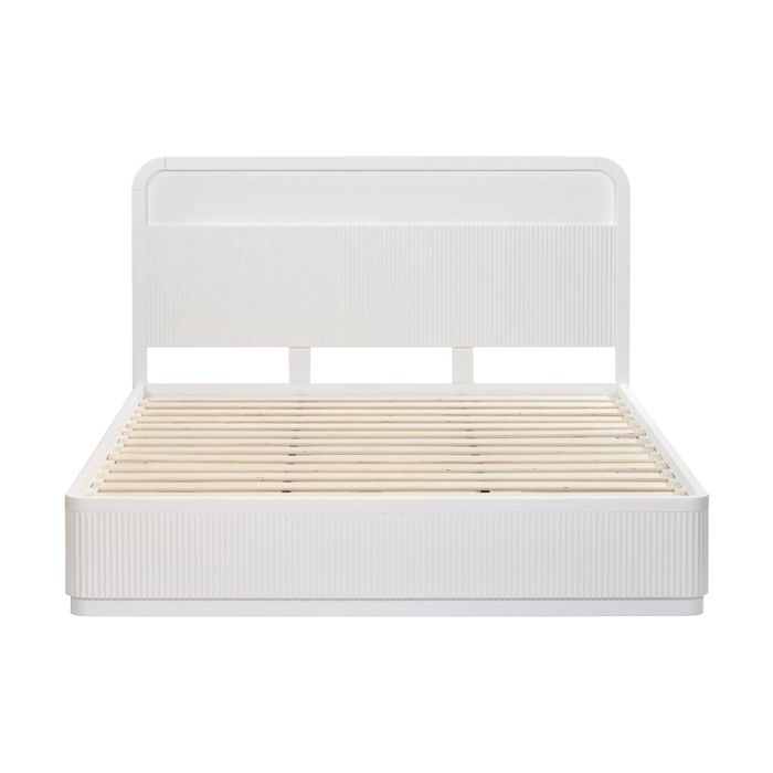 Manna Queen Bed Fluted Frame White