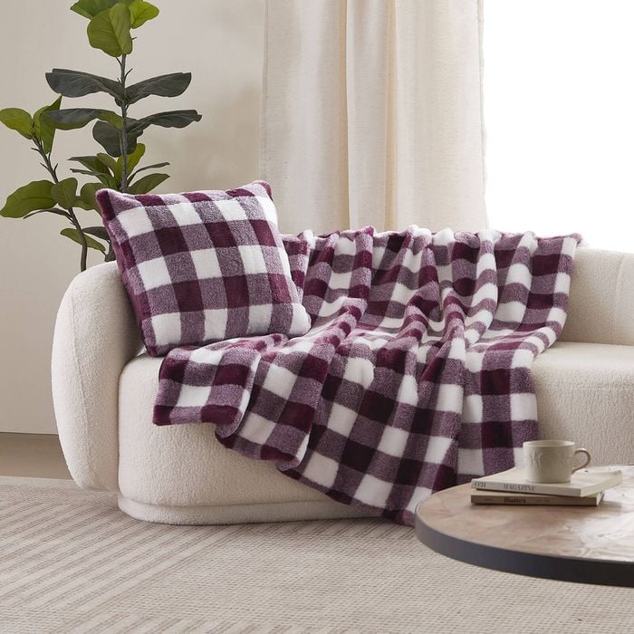 Dreamaker Gingham Plush Throw Blanket Cherry - 130x170cm