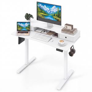 Costway Electric Lift Table Height Adjustable Stand Up Desk 100cm - White