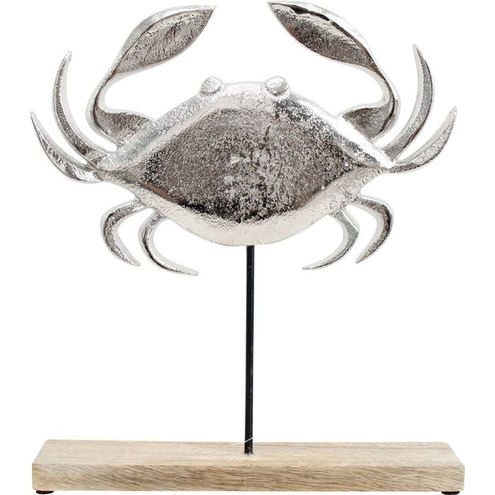 LVD Wooden Metal Sea Crab Sculpture Decoration Large 23x5x27cm Silver