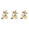 3x LVD Wooden Gifting Reindeer Christmas Holiday Decoration Medium Gold/Brown