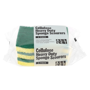All Set Heavy Duty Cellulose Sponge Scourers - 3 Pack