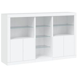 vidaXL Sideboard with LED Lights Storage Cabinet Cupboard Living Room White