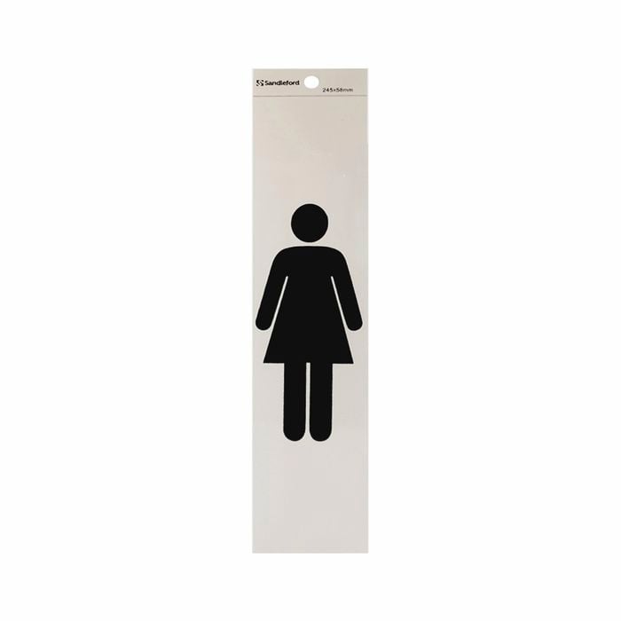Sandleford 245 x 58mm Ladies Symbol Silver Self Adhesive Sign