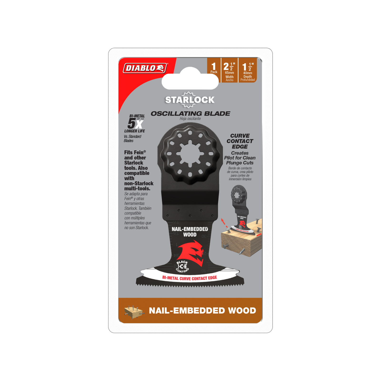 Diablo Multi Tool Blade 65mm x 40mm Nail embedded Wood STARLOCK Bunnings Australia