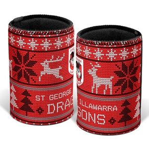 NRL Christmas Stubby Cooler - St George Illawarra Dragons - Rubber Base - XMAS