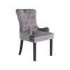 La Bella Grey French Provincial Dining Chair Ring Studded Lisse Velvet Rubberwood
