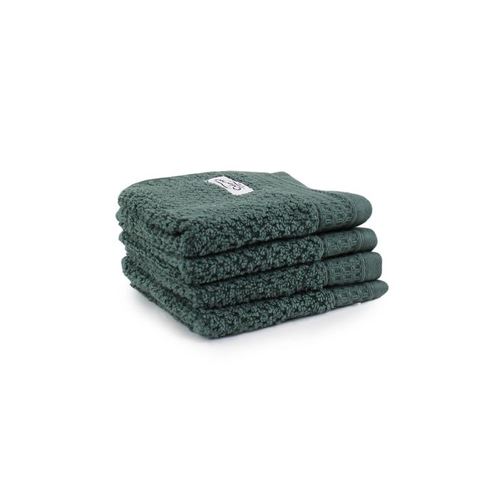 4pc Onkaparinga 30x30cm Cotton Avalon Bathroom Face Washers 550GSM Fir Green