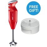 Bamix 350W Maxx Immersion Stick Blender Red + FREE Wet/Dry Processor Swiss