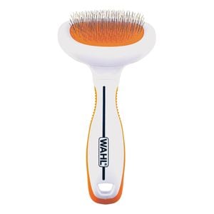 Wahl Small Slicker Brush Soft Grip for Cats & Dogs White Orange