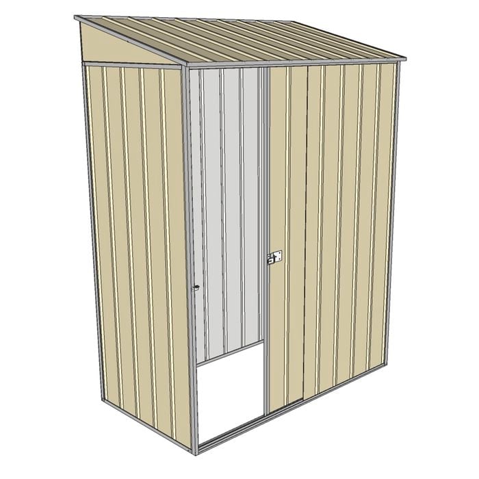 Build-a-Shed 1.5 x 0.8 x 2m Single Sliding Door Skillion Shed - Cream