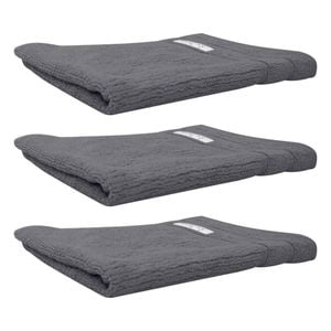 3x Bas Phillips Cairo Ribbed Collection Cotton Hand Towel 60x40cm Graphite