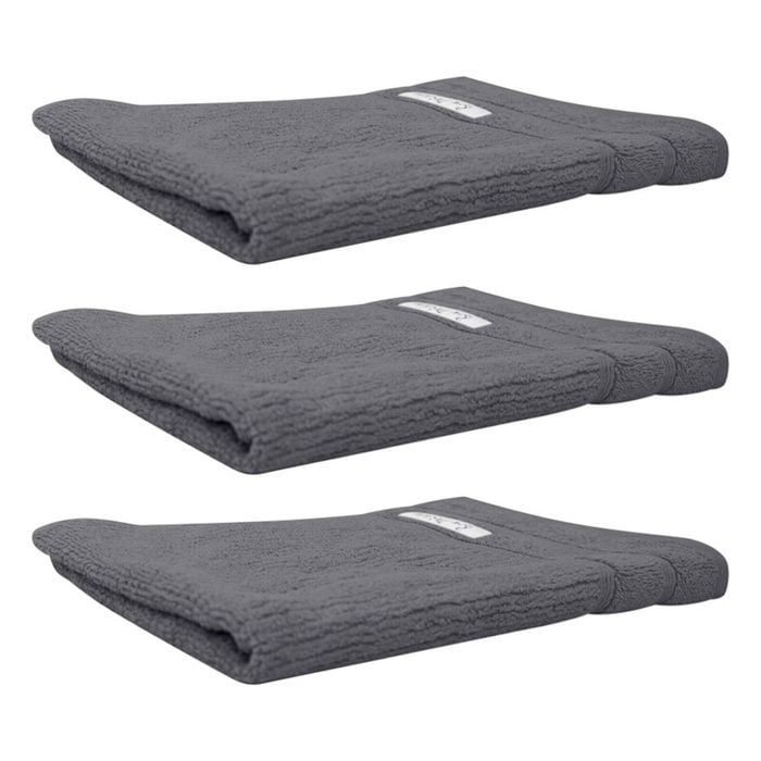 3x Bas Phillips Cairo Ribbed Collection Cotton Hand Towel 60x40cm Graphite