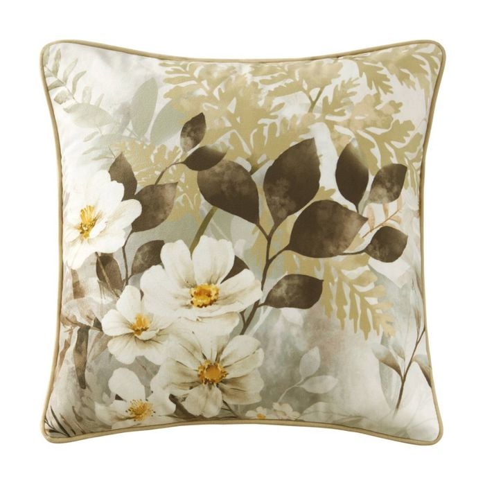 Bianca Jubilee Natural Earth Tones Floral Square Velvet Decor Cushion 43x43cm