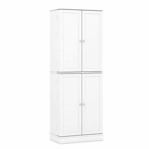 Costway 167CM Pantry Cupboard w/2 4-tier Cabinets 16 Door Shelves White
