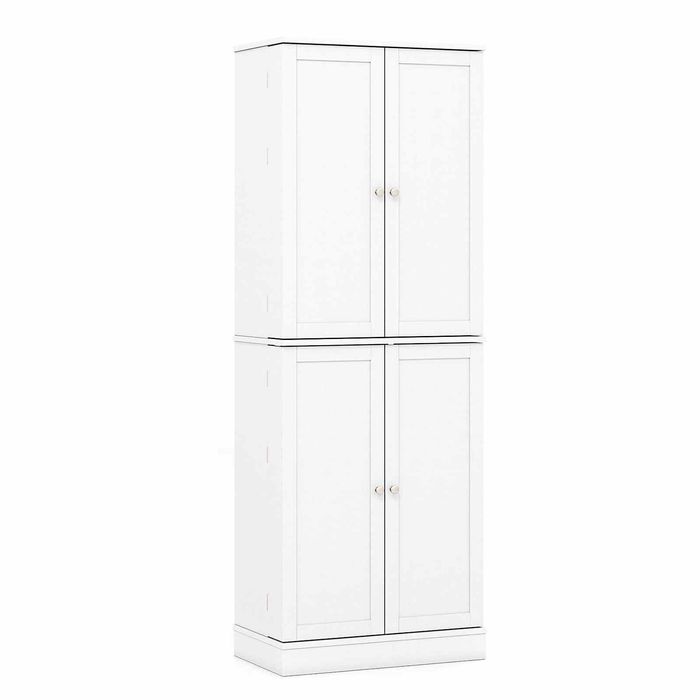 Costway 167CM Pantry Cupboard w/2 4-tier Cabinets 16 Door Shelves White