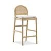 Estelle 65cm Natural Rattan Arch Bouclé Barstool