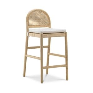 Estelle 65cm Natural Rattan Arch Bouclé Barstool