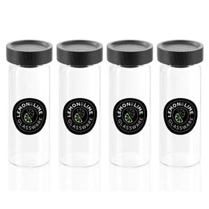 4PK Lemon & Lime Woodend Black 175ml/13.5cm Glass Container w/ Lid