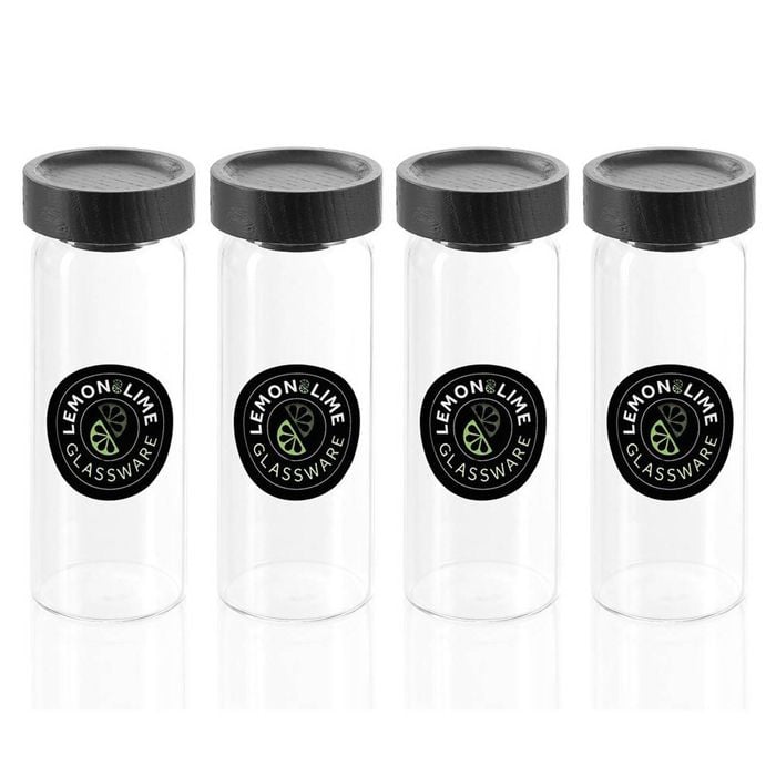 4PK Lemon & Lime Woodend Black 175ml/13.5cm Glass Container w/ Lid