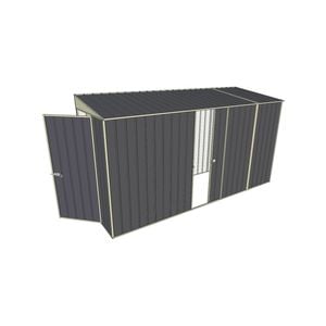 Build-A-Shed 1.2 x 3.7 x 2.0m Tunnel Shed Tunnel Hinged Door with 1 Sliding Side Door - Grey