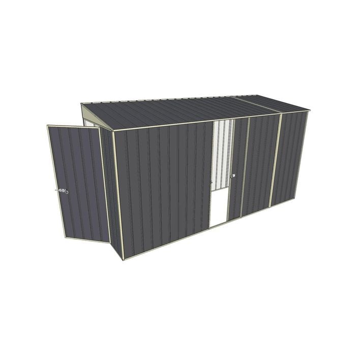Build-A-Shed 1.2 x 3.7 x 2.0m Tunnel Shed Tunnel Hinged Door with 1 Sliding Side Door - Grey
