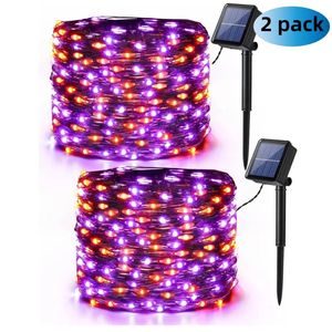 Lifebay Enhance Your Halloween Ambiance with 2 Pack Orange & Purple Solar Halloween Lights