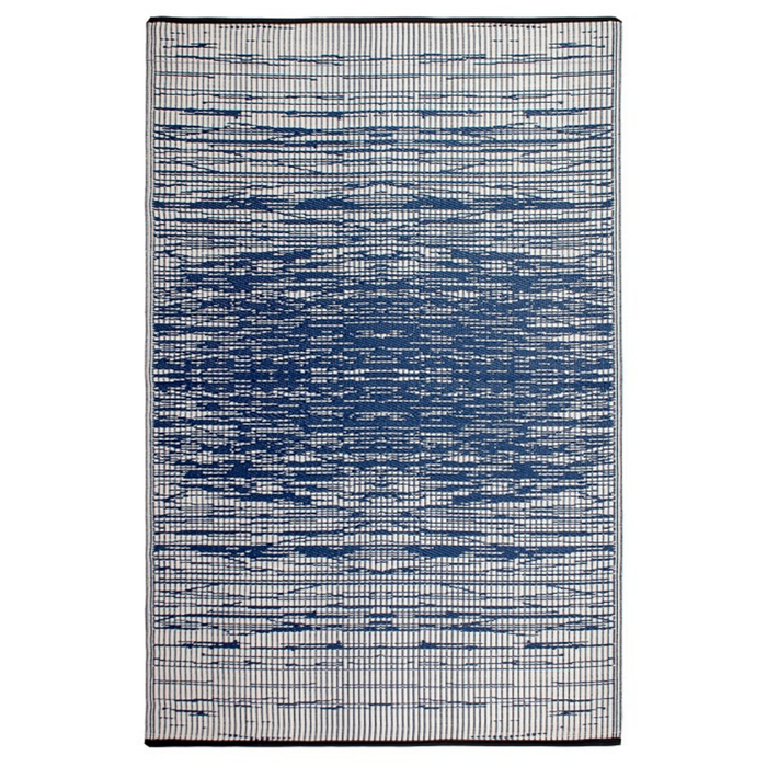 Fab Habitat 180x270cm Navy And Cream Brooklyn  Modern Recycled Plastic Reversible Outdoor Rug