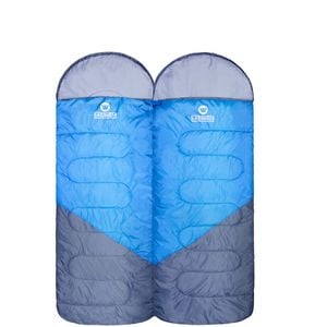 Wildtrak Gascoyne 230x70cm Hooded Twin Sleeping Bags Camping Sleeper Blue/grey