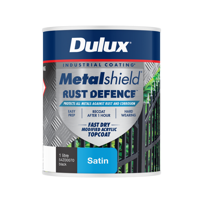 Dulux 1L Black Satin Metalshield Rust Defence