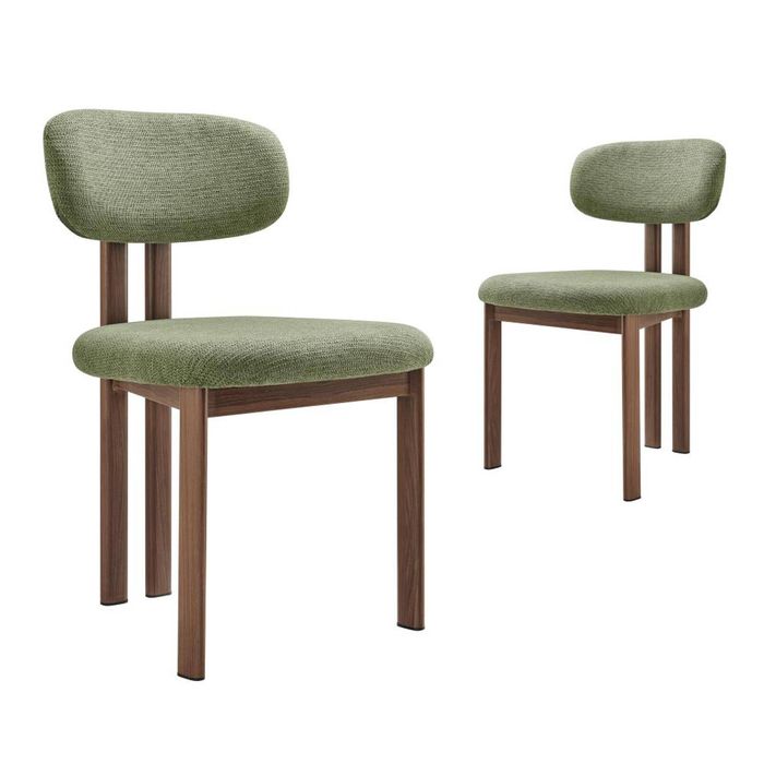Hilda Dining Chairs Pair (Set of Two) Olive and Walnut