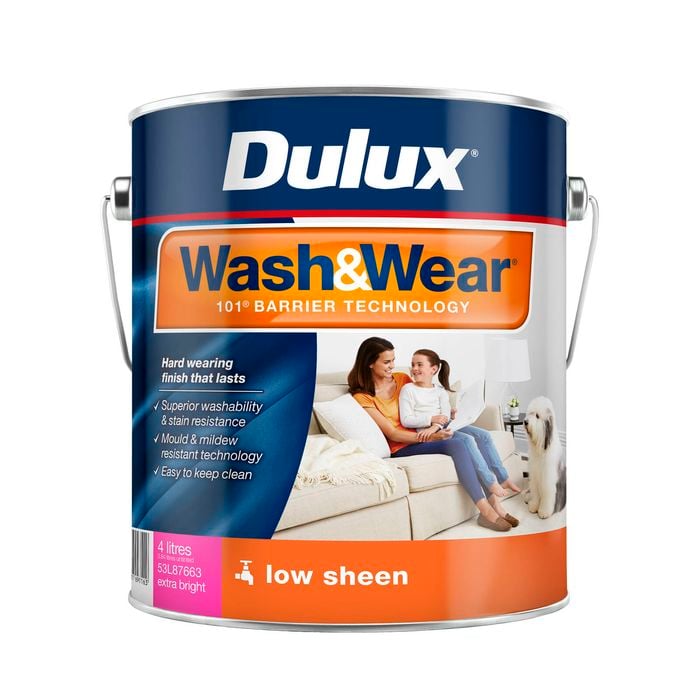 Dulux 4L Extra Bright Low Sheen Wash&Wear Interior Paint
