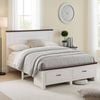 Homfurn Double Bed Frame With 2 Drawers & 108cm High Headboard – Modern White