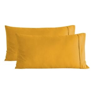 Dreamaker Superfine Washed Microfibre King Pillowcase Twin Pack - Mustard