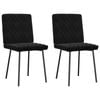 vidaXL Diamond Quilted Pattern Dining Chairs 2 pcs Black Velvet Metal Legs  45 x 54 x 83 cm