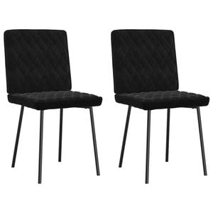 vidaXL Diamond Quilted Pattern Dining Chairs 2 pcs Black Velvet Metal Legs  45 x 54 x 83 cm