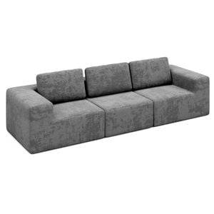 Ufurniture 3 Seater Cloud Sofa Boneless Sectional Floor Couch with Deep Seat Fluffy Comfy Modular Sofa Grey