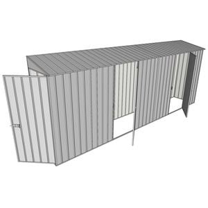 Build-a-Shed 0.8 x 5.2 x 2m Single Hinged Door Skillion Shed with Dual Single Hinged Side Doors - Zinc