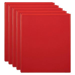 5x Marbig Clearview 4 D-ring Insert Binder A4 File 25mm Document Organiser Red