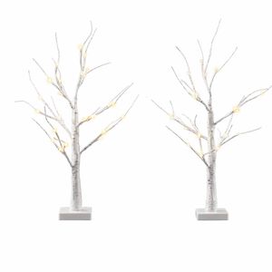Jingle Jollys Lighted Branch Tree Christmas Decorations Warm White Christmas Lights 2 Pack 60cm