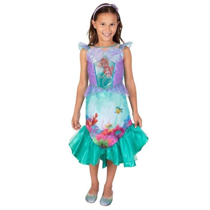 Disney Ariel Premium Little Mermaid Halloween Costume for Kids – Official Princess Dress with Headband, 3-5-YRS