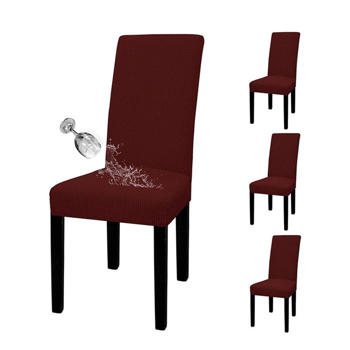 Catzon 4 Pcs Dining Chair Covers Waterproof Stretch-WineRed