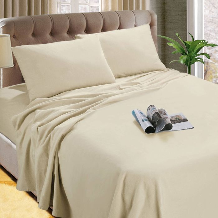 Kingtex Micro Flannelette Sheet Set 40 cm Wall Linen Single