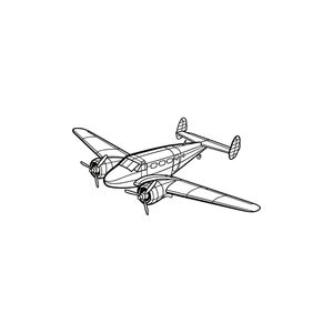 Ignite Laser Beechcraft Model 18 - Classic Twin-Engine Aircraft Silhouette Metal Wall Art Coated Black 47 inch - 120 cm